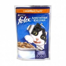 Влажный корм для кошек "Felix" с индейкой, 85 г