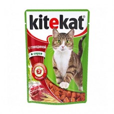 Влажный корм для кошек, Kitekat, со вкусом говядины в соусе, 85 г